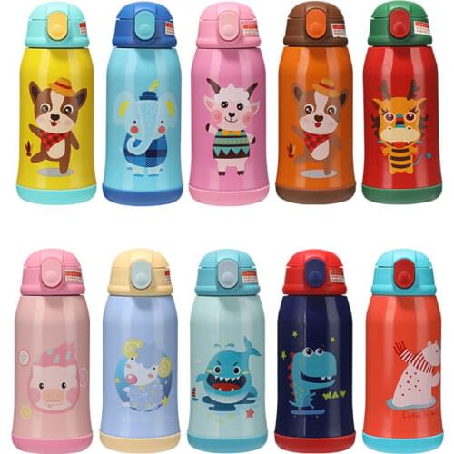 580ml 3 Lids Set Cute Stainless Steel Thermos Mug Water Bottle For Kids Girls Outdoor Travel Tea Coffee Vacuum Flask Thermal Cup