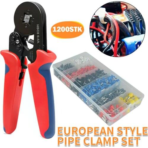 Ferrule Crimping Pliers Kit HSC8 0.25-10mm² Wire Crimper Tool With 1200 Terminals Portable Ferrule Crimp Set For Electrician