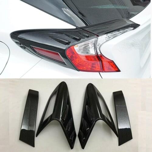 4PCS Carbon fiber ABS Rear Fog Light Lamp Trim Cover For Toyota CHR C-HR 2017-2020 Auto parts Car modification