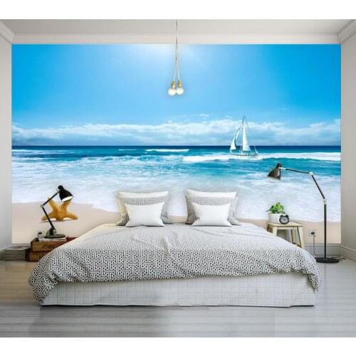 CJSIR Custom Wall Papers Home Decor Beach Seaside Large Wall Painting Living Room Bedroom Background 3D Art Mural Wallpaper