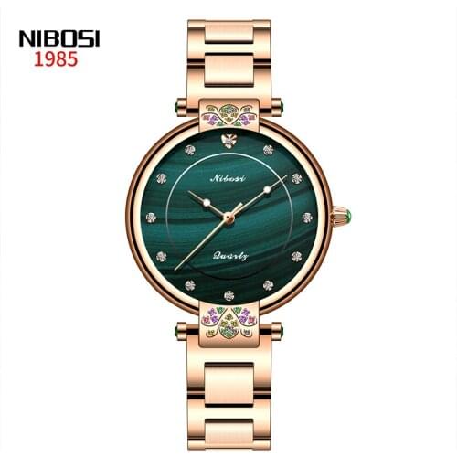 NIBOSI New Fashion Casual Temperament Waterproof Quartz Watch Ladies Luminous Pointer Wear Resistant Lens Stainless Steel Strap
