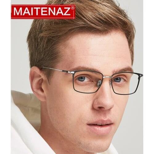 MAITENAZ Pure Titanium Progressive Multi Focus Reading Glasses Full Frame Eyewear Men Comfortable Spectacles L1831