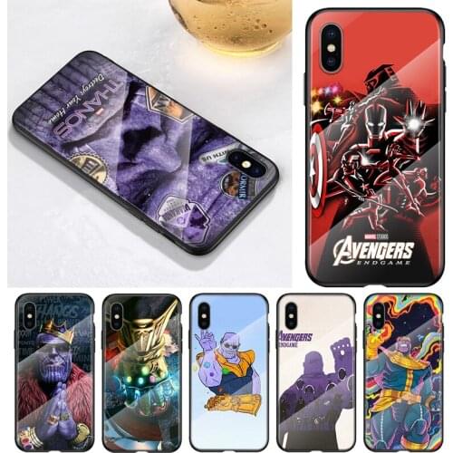 Marvel Thanos Infinity Gauntlet For Apple iPhone 12 11 8 7 6 6S XS XR SE X 2020 Pro Max Mini Plus Tempered Glass Phone Case