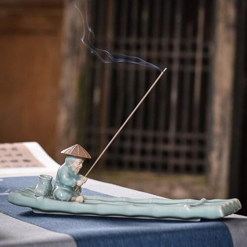 GY Jiang Taigong Fishing Incense Burner Ceramic Incense Insert Sandalwood Agarwood Seat Incense Stand Gift Box Packaging
