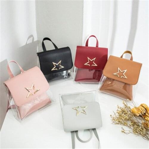 Transparent Clear Small Backpacks Fashion Women Bag Female Mini Backpack PU PVC Small Backpack Shoulder Bag for Teenage Girls