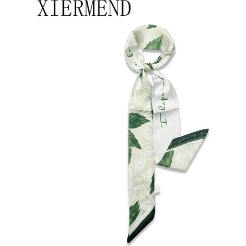 New 2021 small flower long scarf hair fairy wrist ribbon long silk scarves female Korean style women skinny scarf headband