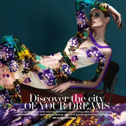 118cm wide 93% silk & 7% spandex 19mm purple floral print silk satin fabric for dress evening dress shirt clothes cheongsam