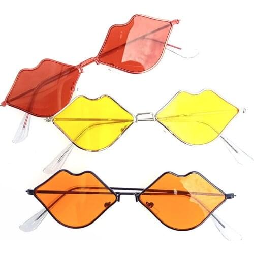 Small Frame Sunglasses Women Retro Lips Mirror Cycling Sun Glasses Female Vintage Sunglasses Fashion Personality Red Lip Glasses