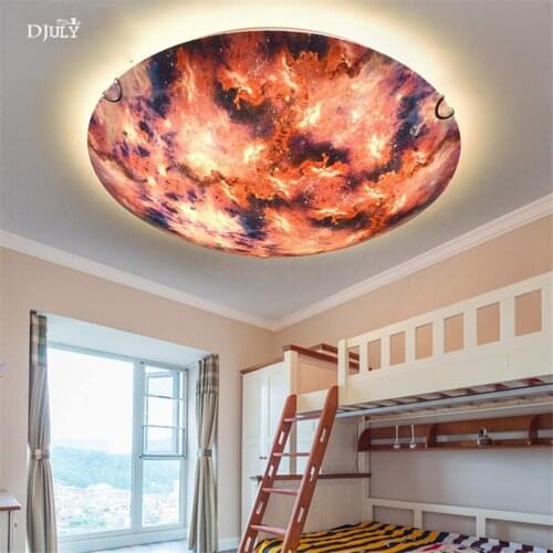 Modern personality Flame starry sky glass ceiling lamp for kids bedroom study living room art deco home lighting fixtures luster