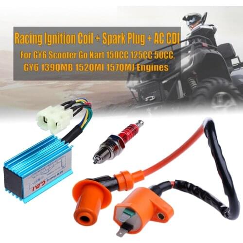 Gy6 150cc 125cc 50cc WEQ Ignition spark plug 6Pin Racing Performance CDI Ignition Coil Spark Plug Fit
