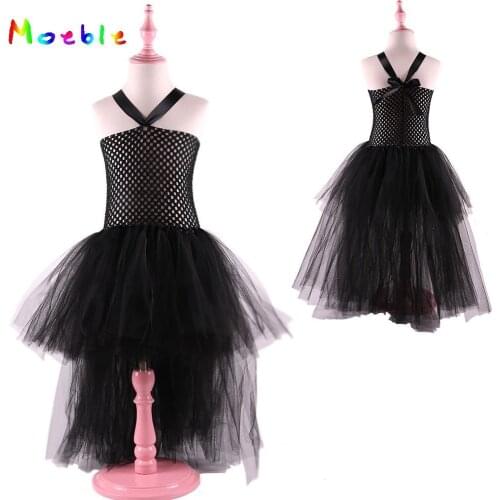 Latest Black V-neck Girls Tulle Dresses For Birthday Girl Tutu Dress Ball Gown Kids Party Dresses Princess Dance Costume Summer