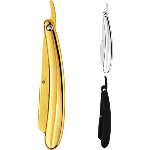 Hair Razor Blades Holder Electroplating Mens Straight Folding Razor