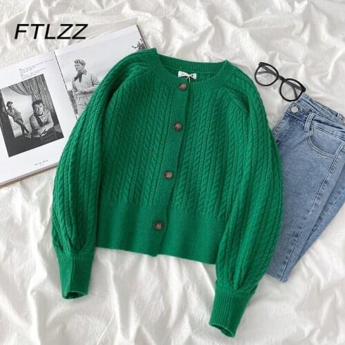 Women Jumper Sweater Spring Autumn Long-sleeved Single-breasted Button Up Knitted Cardigan Woman Causal O-neck Vintage Top