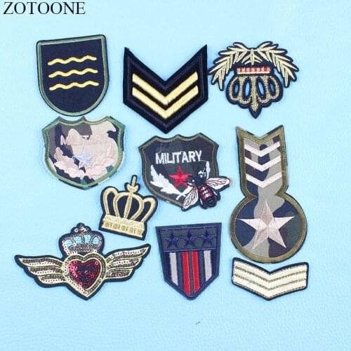 ZOTOONE Bee Patch Military Badge Iron On Embroidered Patches For Clothing Sewing Sequin Clothes Stickers Diy Applique For Jeans