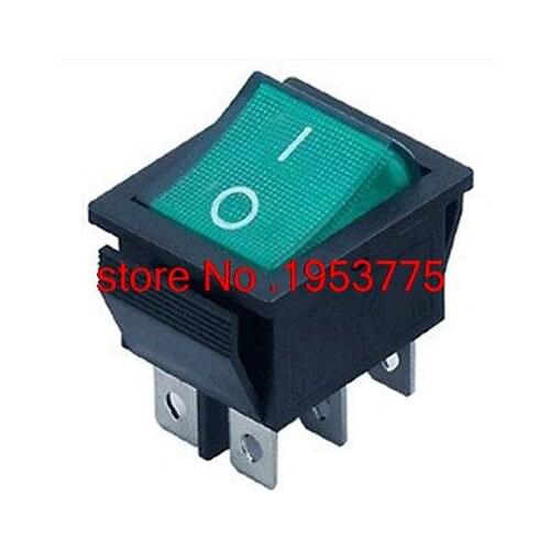 10pcs DPDT Green Indicator Light 6 Pin Rocker Switch