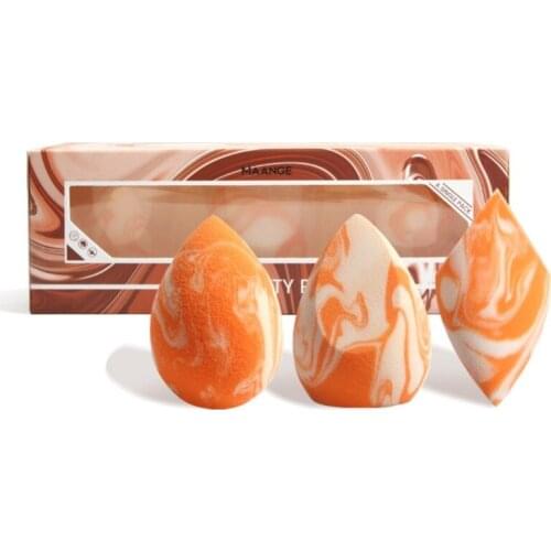 3pcs Makeup Sponge Foundation Concealer Sponge Mix Powder Cosmetic Soft Elastic Puff Make Up Blender Salmon Texture