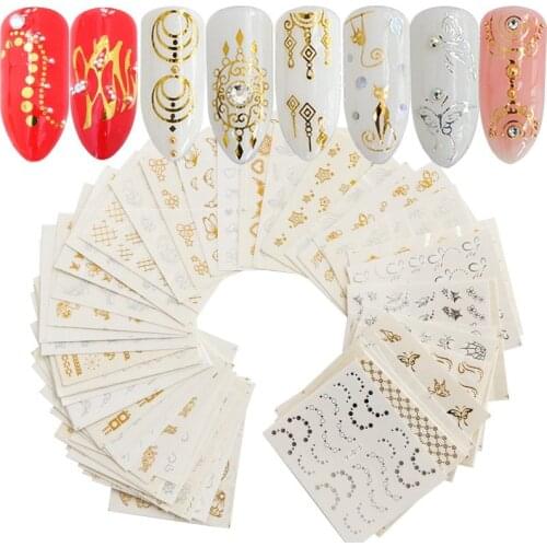 30 Sheets Nail Art Stickers Set Different Styles Nail Water Transfer Sticker Decal Sticker Nail Manicure Gel UV Nails Sequins