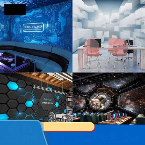 3D E-sports theme hotel science fiction background wall decoration mural theme game hall KTV technology Self Adhesive wallpaper