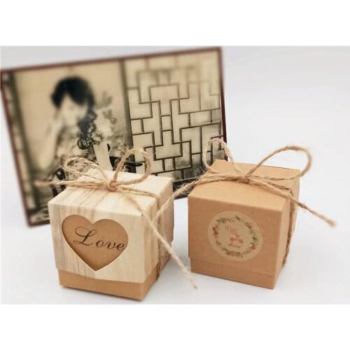 50Pcs White Brown Kraft Paper Necklace Ear Studs Boxes 5x5x5cm Cute Cubic Candy Gifts Box For Wedding Chocolate Display Pack Box