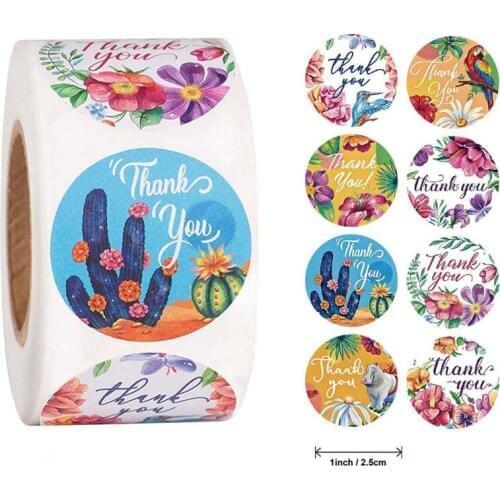 500Pcs/Roll Stickers Seal Label Sticker Round Coated Paper Color Thank You Handmade Sticker Stationery Envelope Gift Box Decor