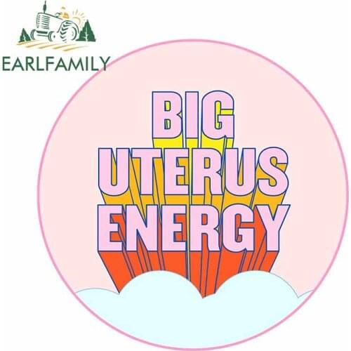 EARLFAMILY 13cm x 8.6cm for Big Uterus Energy Pink Round Refrigerator Decal Scratch-Proof Car Stickers AnimeTrunk Car Styling