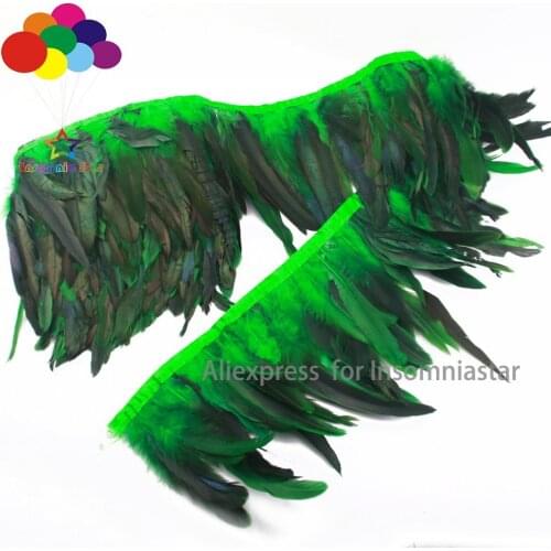 INSOMNIA STAR Long rooster Feathers Trims Fringe DIY Millinery Wedding Dress grass green 1/10M plumas