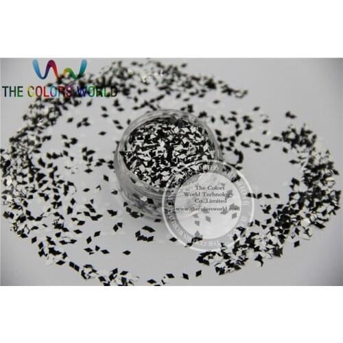 DBW2-125 Solvent Resistant Mix Black and White Colors Diamond Glitter Spangles for nail art and DIY decoration 1Pack =50g