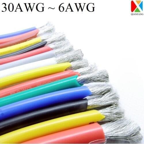 10M Silicone Rubber Copper Wire 30 28 26 24 22 20 18 16 14 12 11 10 9 8 7 6 AWG Soft Flexible Electric Lamp Lighting Wire Cable