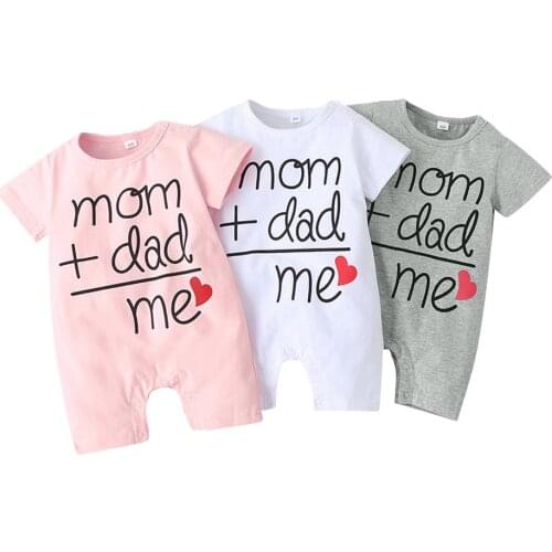 Newborn Baby Boys Girls Rompers Short Sleeve Summer Toddler Letter Funny Print Jumspuits Round Neck Casual Outfits Costume D30