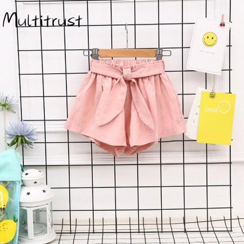 Summer Lovely Infant Baby Girls Shorts 4 Colors Solid Bowknot High Waist Casual Trousers Shorts