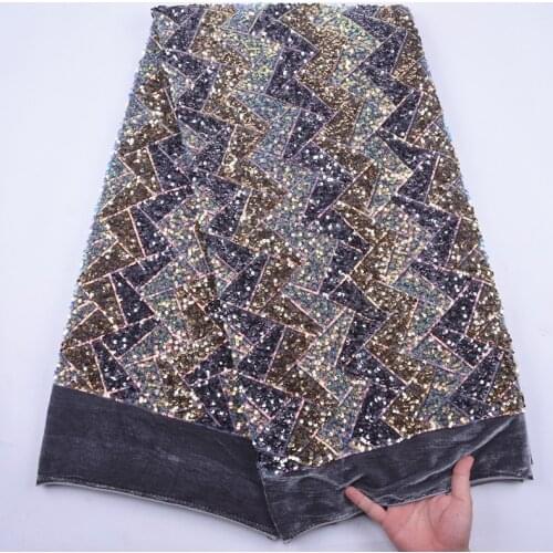 Multicolor Sequins Embroidery African Lace Fabric High Quality Nigeria Velvet Lace Fabric French Mesh Lace For Wedding Party