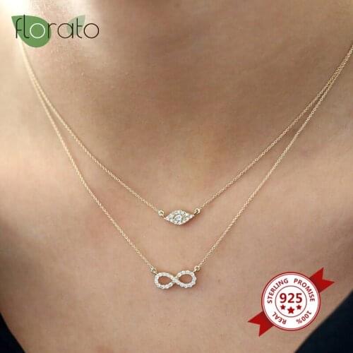 925 Sterling Silver Geometric Rhombus Necklace CZ Crystal Diamond Necklace for Women Simple Jewelry Girlfriend Bridesmaid Gift