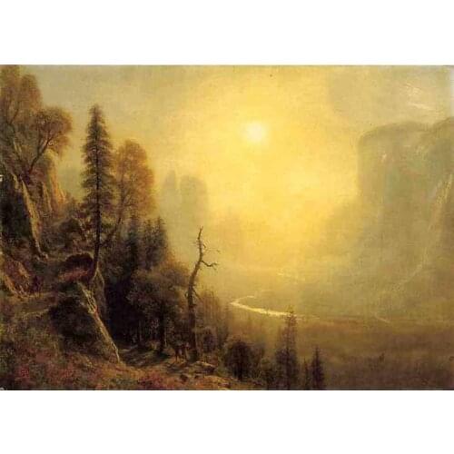 Landscape Art Oil Painting on Canvas for Home Decor Yosemite Valley Glacier Point Trail Wall Painting No Framed High Quality