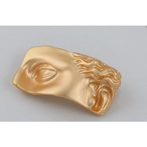 Rectangular Brooch New Style, Exaggerated, Metal, Abstract, Matte Gold Retro Enamel Brooch Accessories, Ladies Abstract 2019