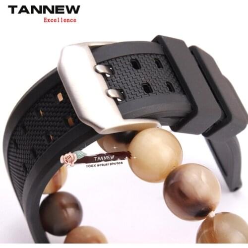 Soft silicone senior US natural rubber watch band 23mm black male models military table