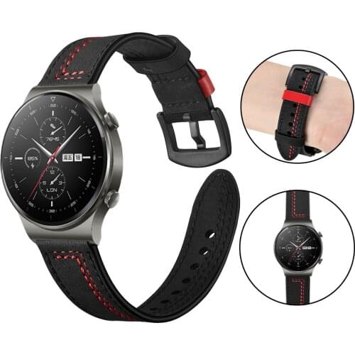 Stitching leather strap for Huawei Watch GT 2 Pro Band for Watch GT 2e GT2 42mm 46mm & Honor GS Pro Bracelet Watchbands