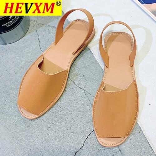 Sandals Women Peep Toe Flat Shoes Pu leather Sewing Back Strap Fisherman 2021 Female Footwear Summer Casual Soft Ladies Sandals