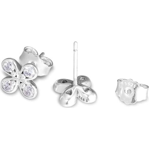 Four-Petal Flowes Stud Earring 100% 925 Sterling-Silver-Jewelry Free Shipping