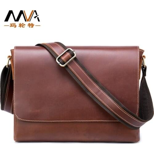Mens Shoulder Bags Genuine Leather 2021 Large Capacity Business Vintage Travel Hasp Ipad File Crossbody Messenger Bags Male