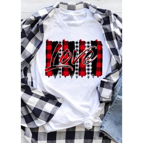 Love Plaid Colored T-Shirt Valentines Day Love Splocong Graphic Tee 100% Cotton Tumblr Grunge love Aesthetic Tops Camisetas