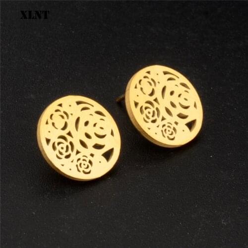 XLNT 2019 latest design brand earrings Gold color flower earrings female simple earrings for women