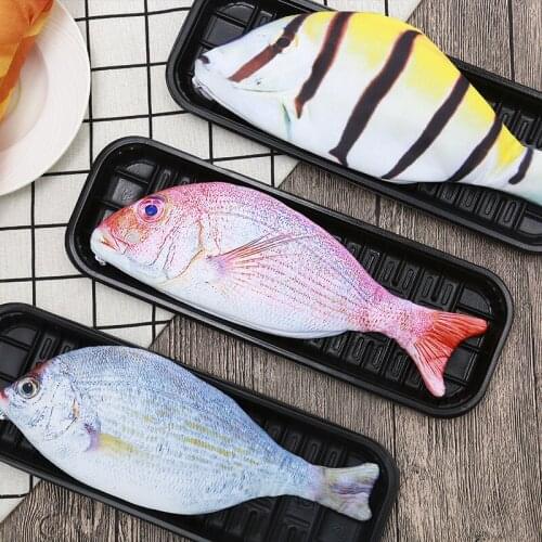 1PC Kawaii Fish Shape Behomian Cosmestic Bag Cute Simulation Cloth Plush Fish Making Up Bag For Women Makeup Bag