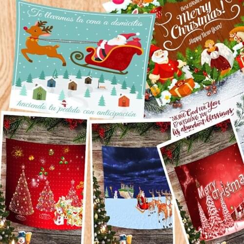 1pc Theme Wall Hanging Christmas Decoration Background Home Dorm Decor Tapestries Christmas Tree Fireplace Stockings Tapestry