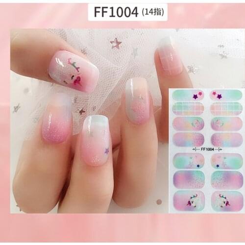 1pc Jelly Colors Beauty Nail Art Tips New QF Series Nail Stickers Shiny Full Cover Back Glue Waterproof Nail Decoration Manicure