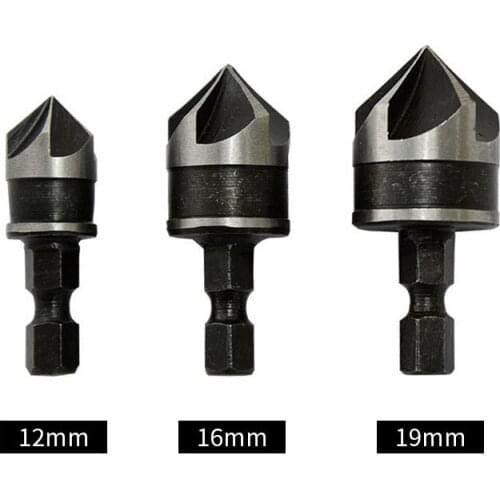 12mm 16mm 19mm Woodworking Countersink 90 Degree Carbon Steel Drill Bit Set Drilling Pilot Holes For Screw Spot Facer Deburring