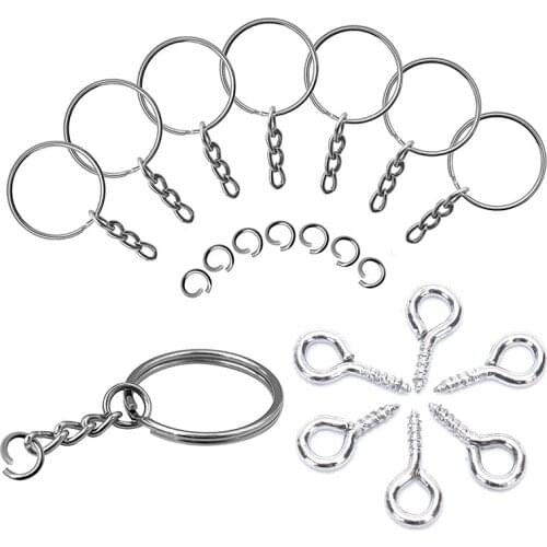 150pcs Key Ring With Chain Split Jump Rings With Screw Eye Pins DIY Keychain