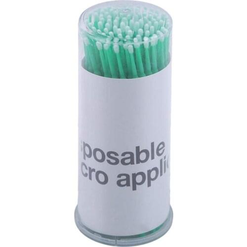 200 Pcs/Pack Micro Brush Disposable Microbrush Applicators Eyelash Extensions Remove False Eyelashes Cotton Swab Green