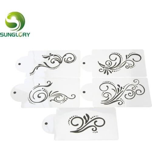 Ferramentas Bolo 5PCS Flower Fondant Cake Stencil Kitchen Cupcake Decoration Stencils Cake Template Mold Baking Tools For Cakes