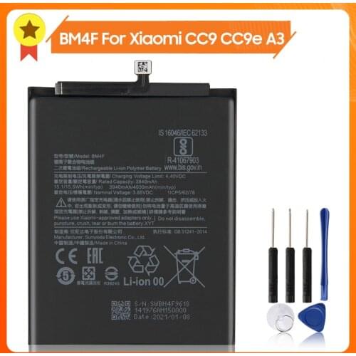 Xiao Mi Xiaomi Mi BM4F Phone Battery For Xiao mi CC9 CC9e CC9 e BM4F Mi A3 Xiaomi A3 4030mAh Original Replacement Battery + Tool