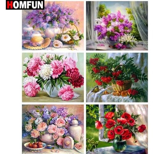 HOMFUN Full diamond Painting "Flower landscape" Resin Drill Embroidery 5D Diy Diamond Painting Handmade Cross Stitch gift